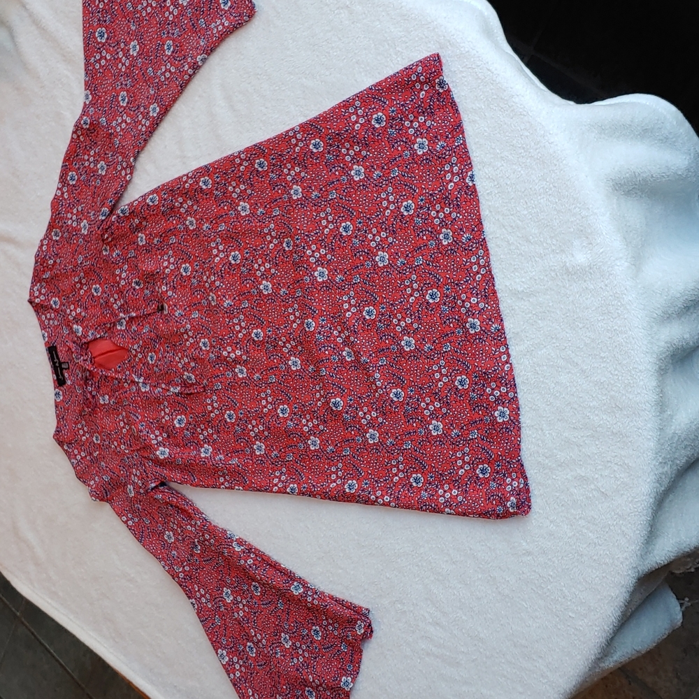 Red Floral Long Sleeve Dress